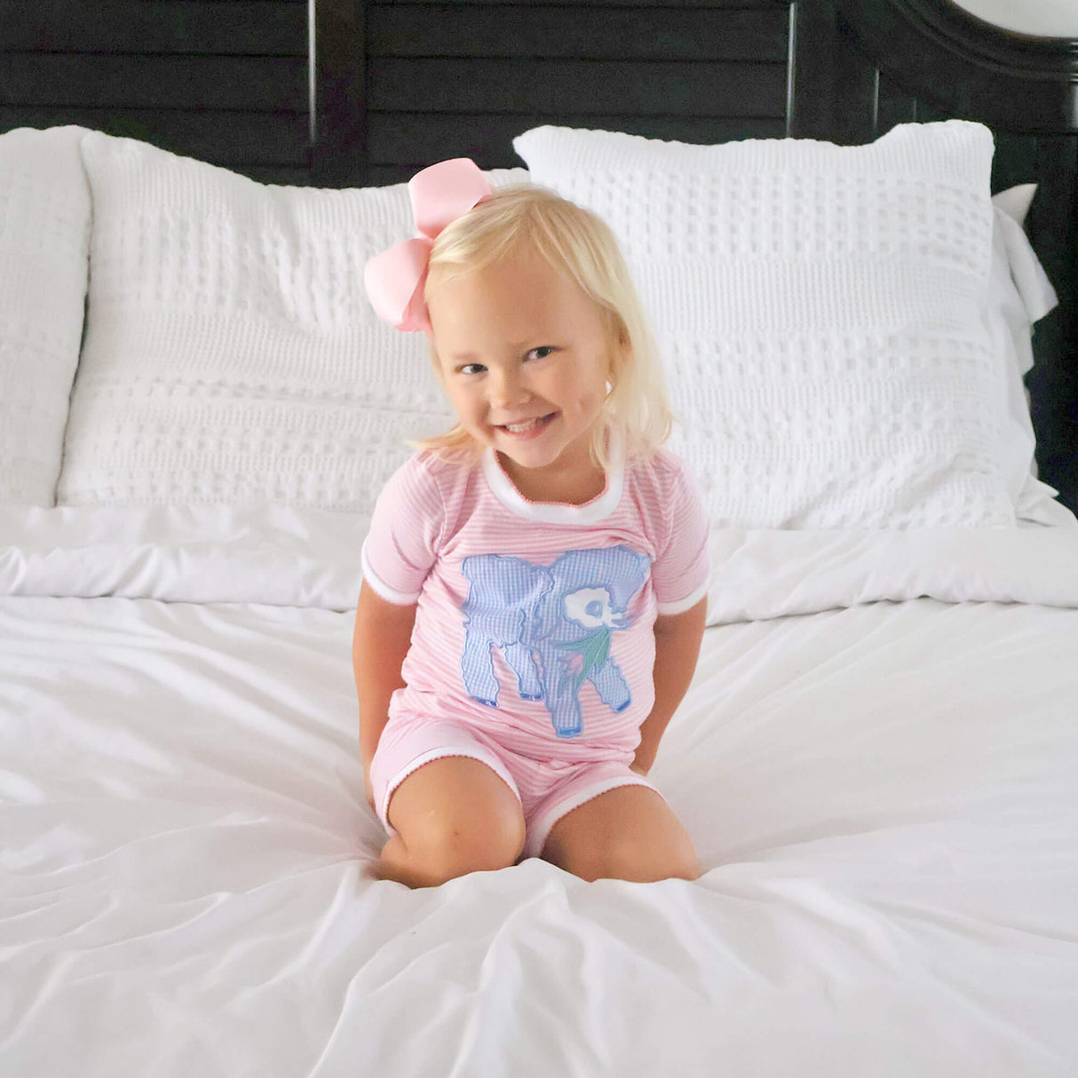Baby Lamb Pink Stripe Short Pajamas