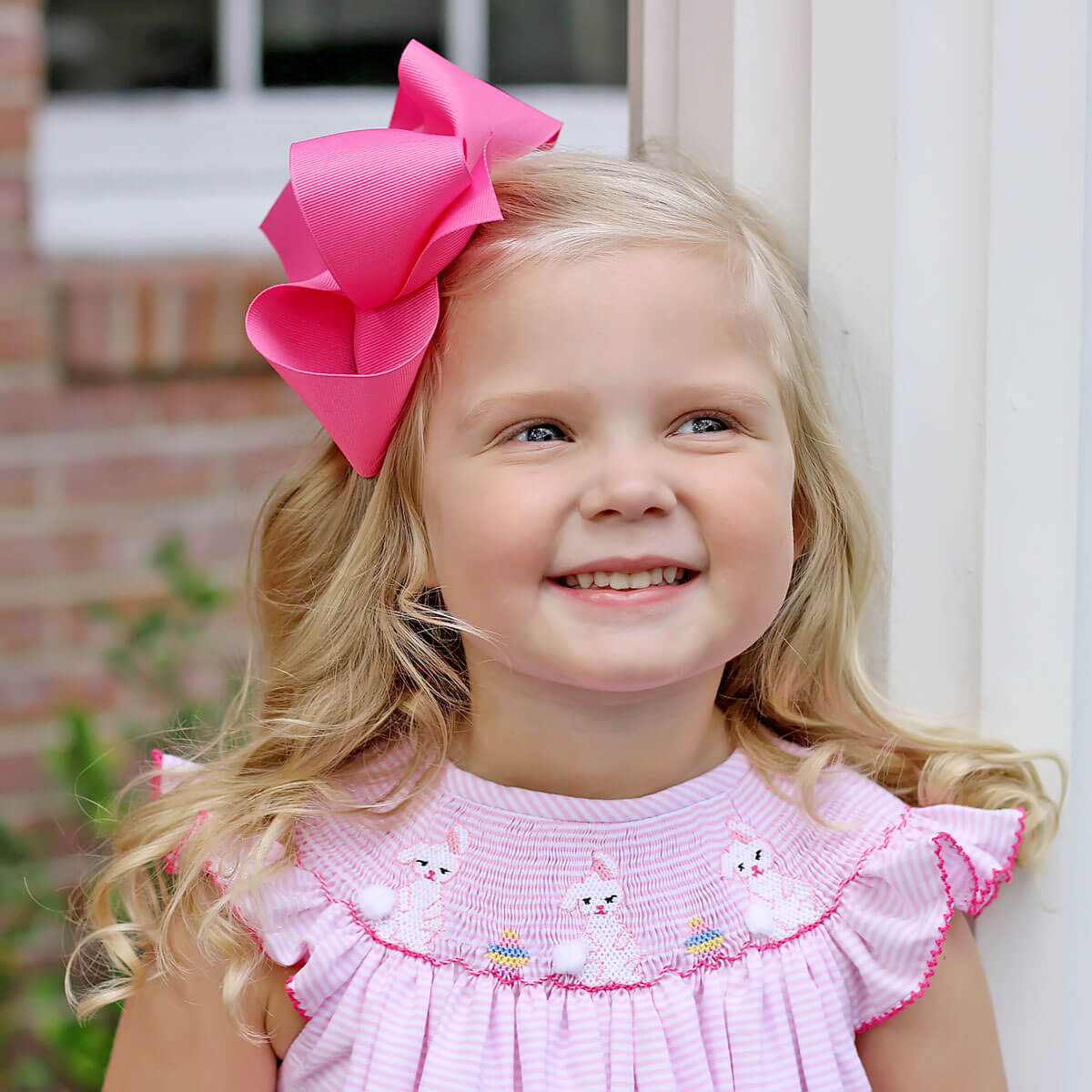 Easter Fun Pink Stripe Smocked Bubble