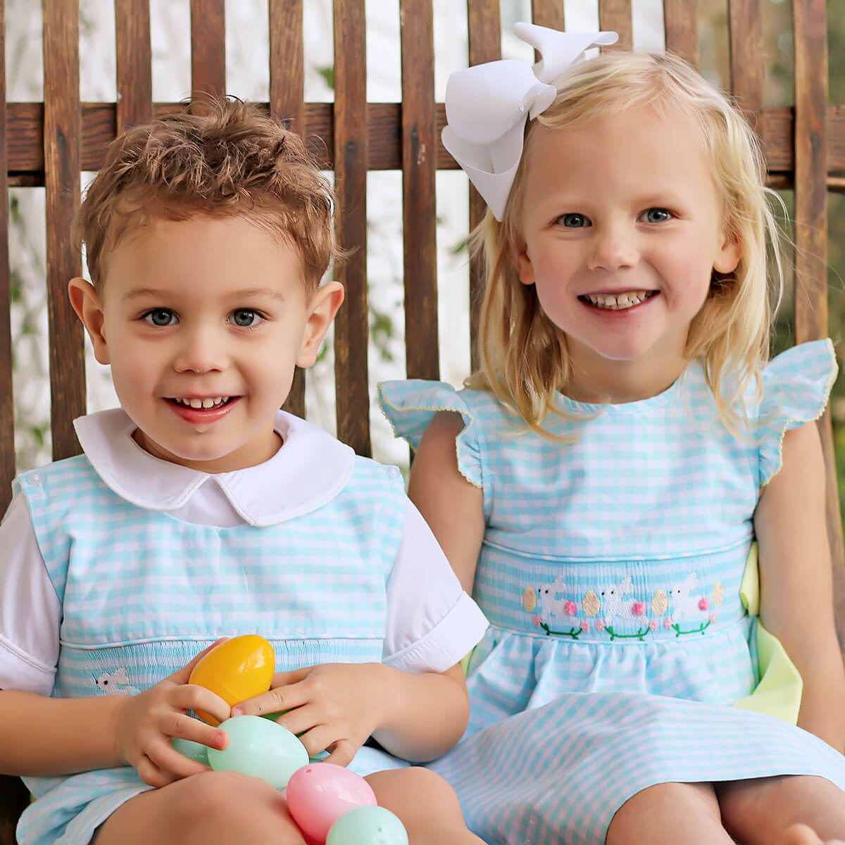 Hippity Hop Turquoise Bunny Smocked Jon Jon