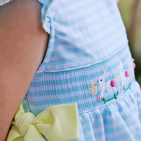 Hippity Hop Turquoise Bunny Smocked Beverly Dress