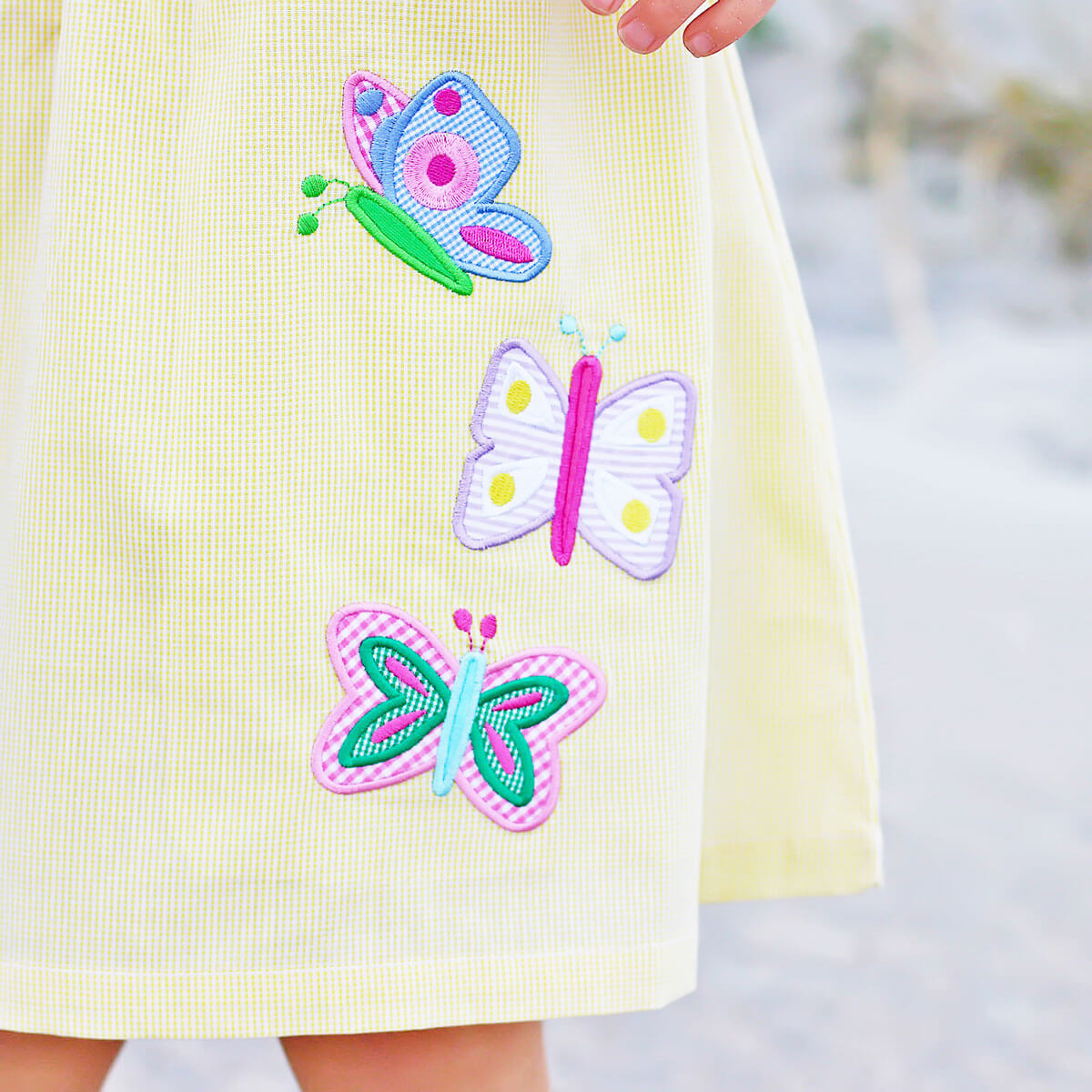 Spring Butterfly Yellow Gingham Lulu Dress