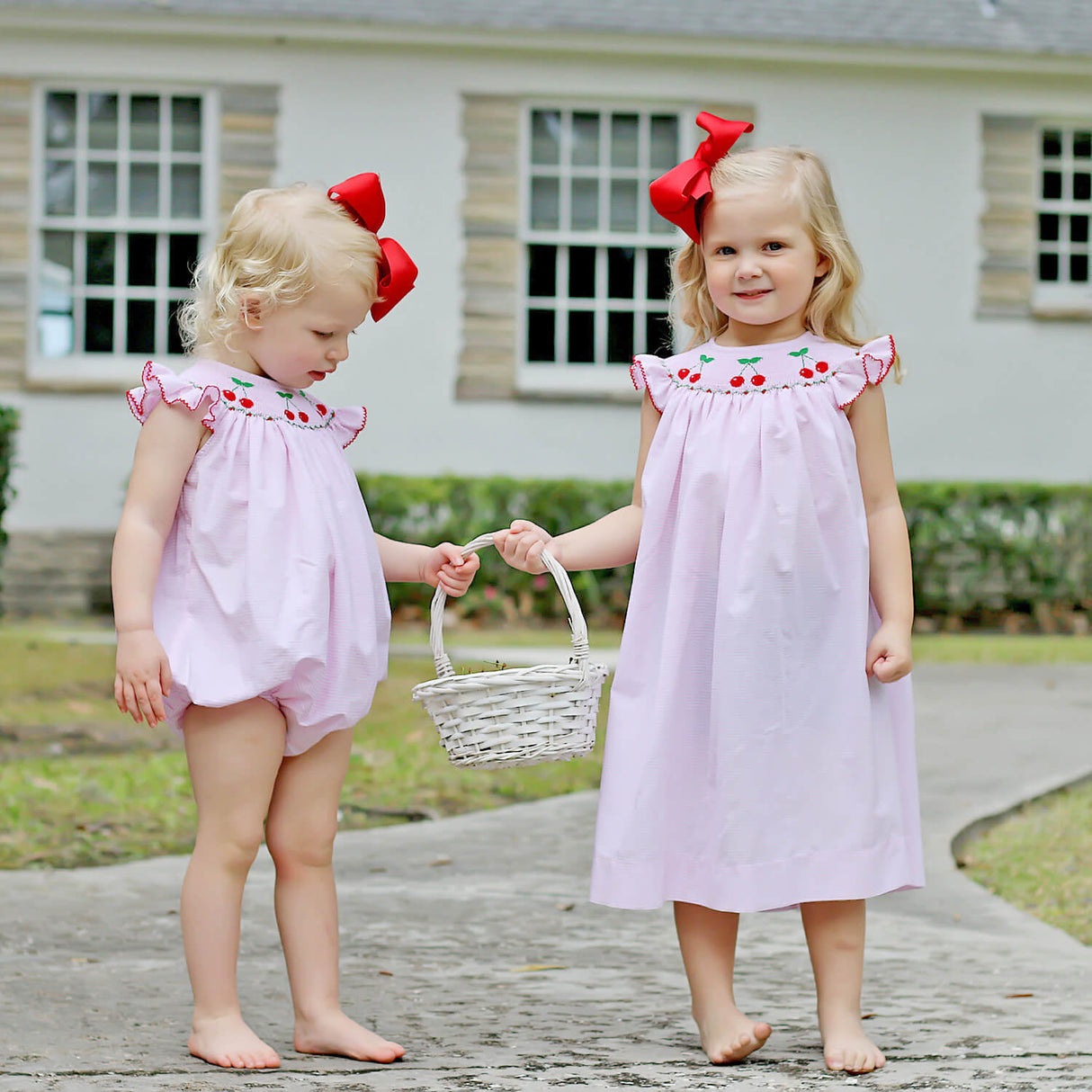 Pink Stripe Cherry Smocked Dress