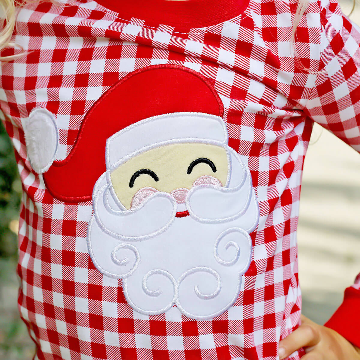 Happy Santa Red Gingham Pajamas