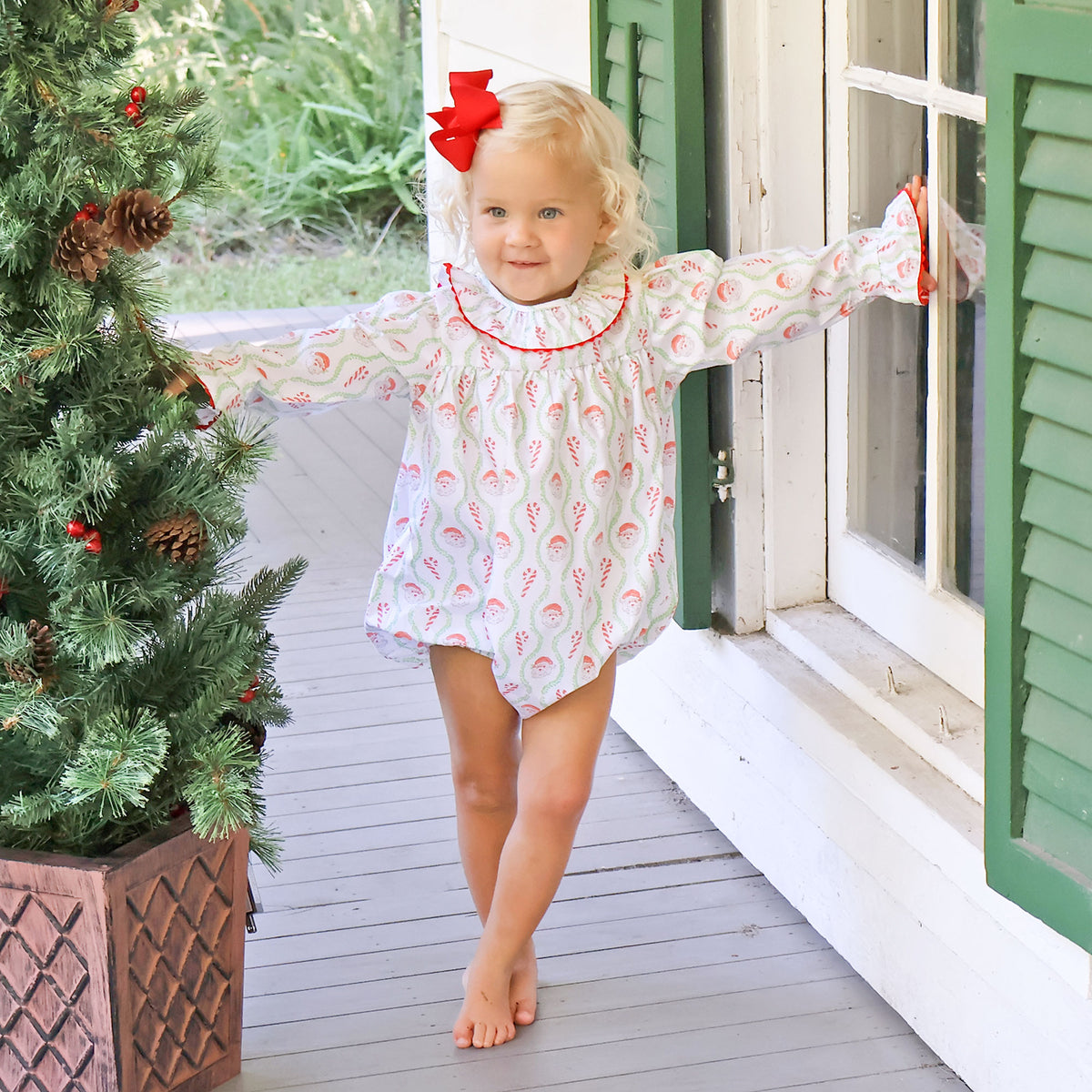 Candy Cane Ruffle Collared Bubble