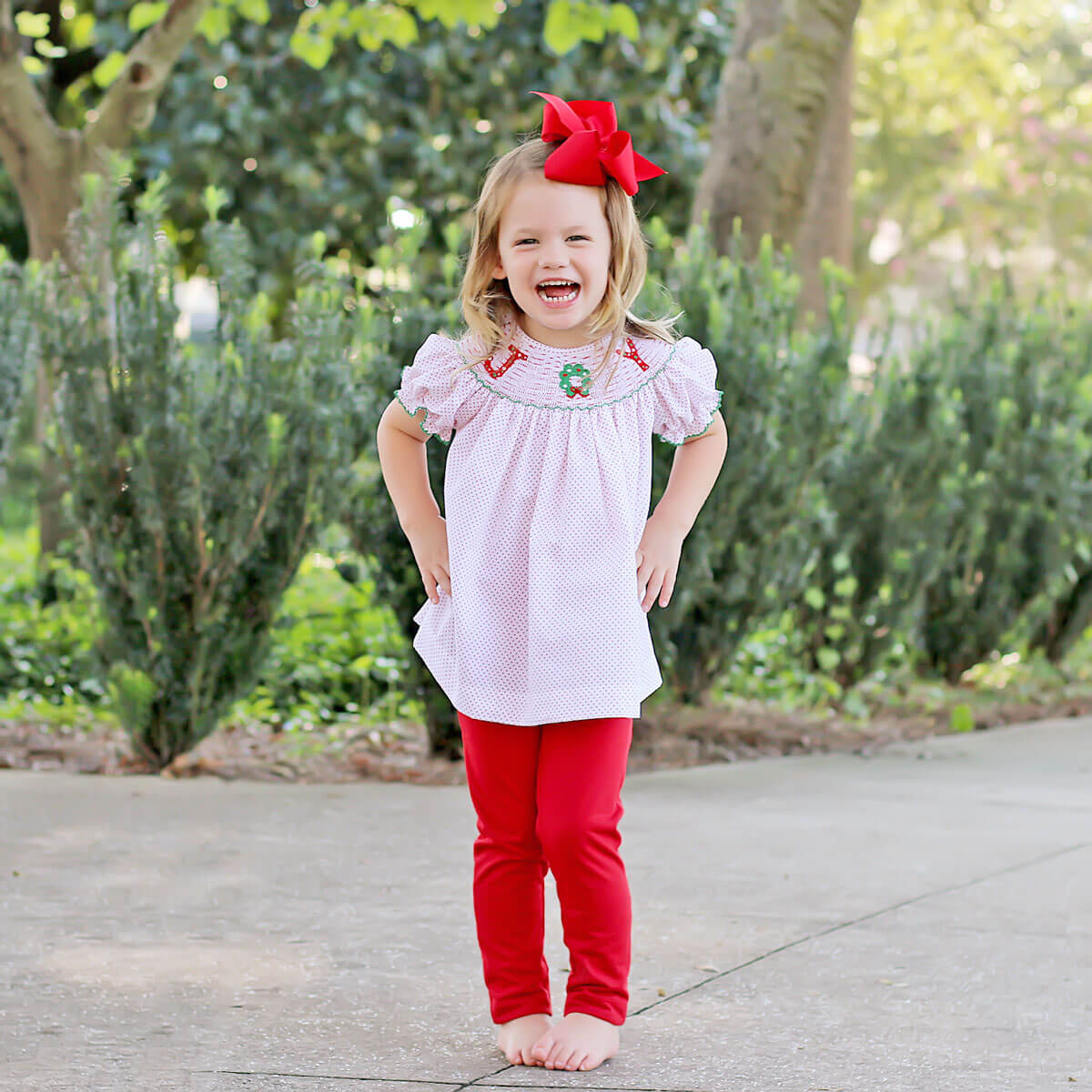 Joy Smocked Pant Set Red Dot