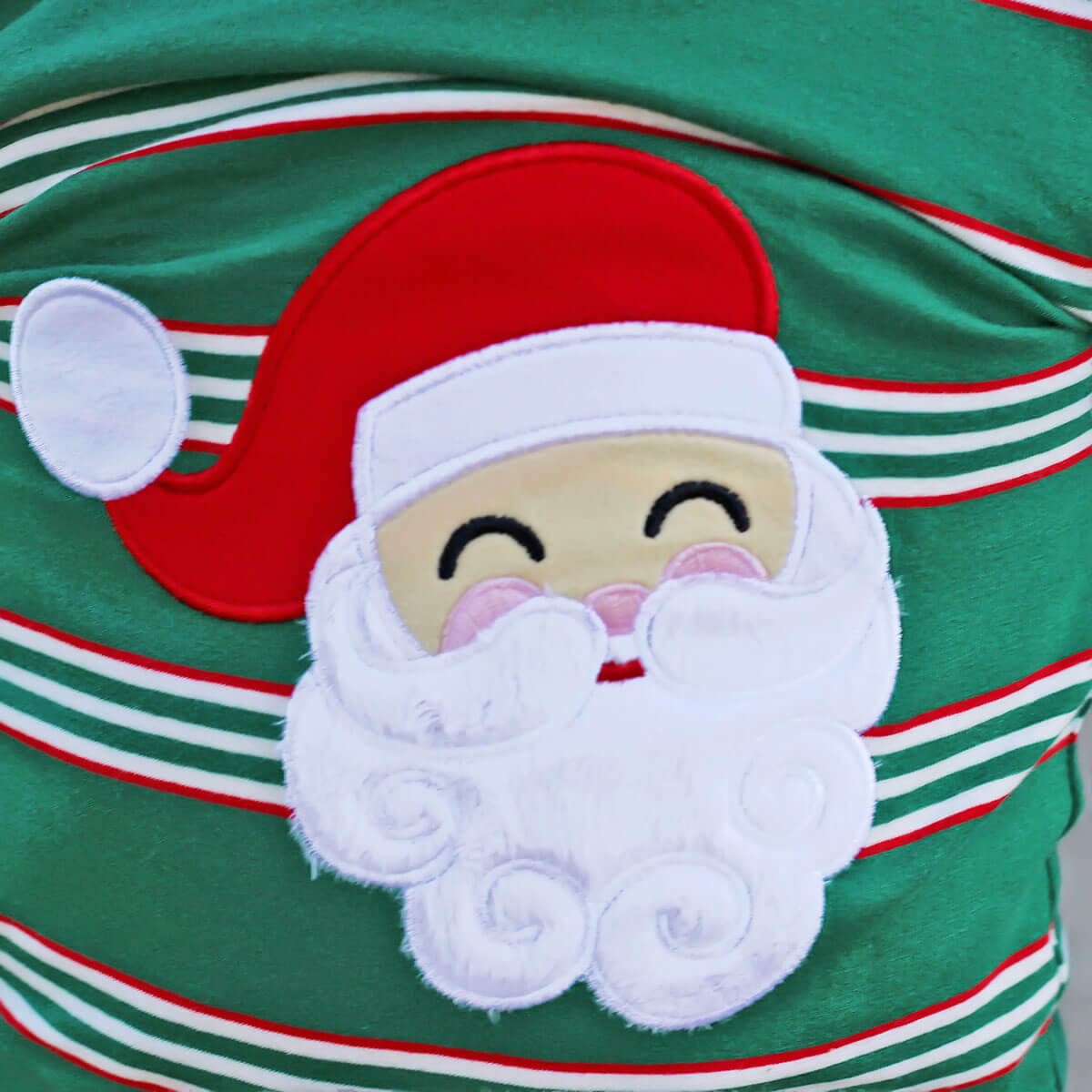 Happy Santa Green Stripe Pajamas
