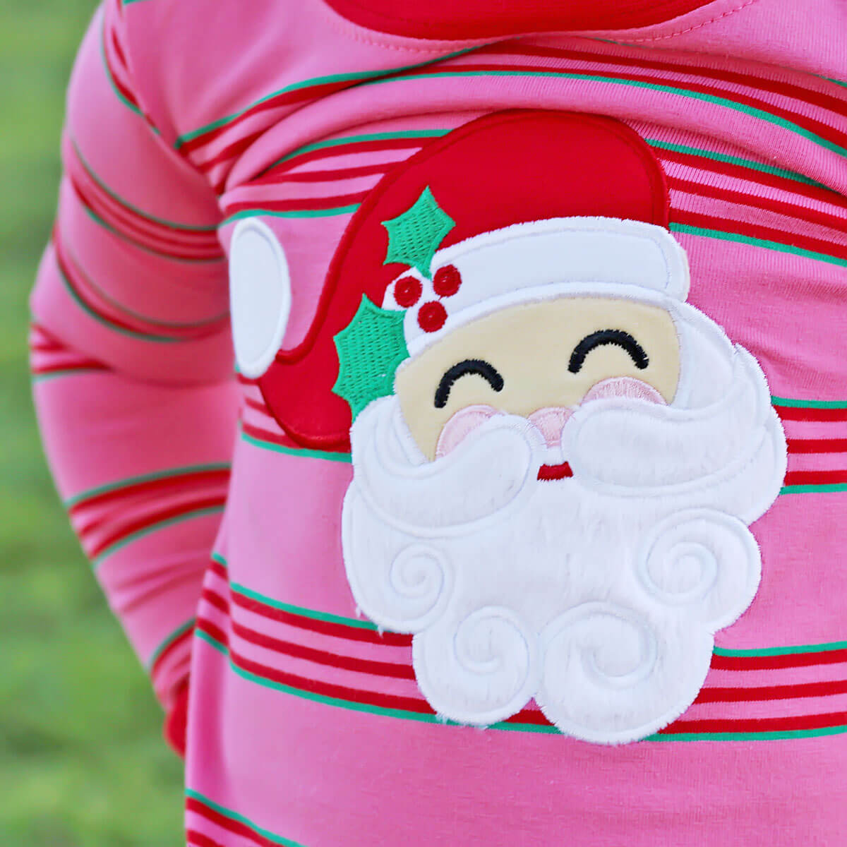 Happy Santa Pink Stripe Pajamas