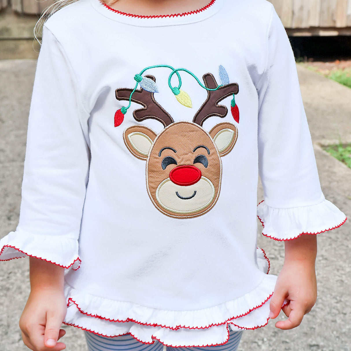 Reindeer Lights Blue Stripe Milly Legging Set