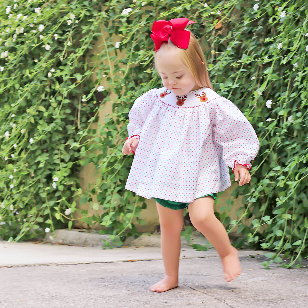 Reindeer Cheer Smocked Bloomer Set