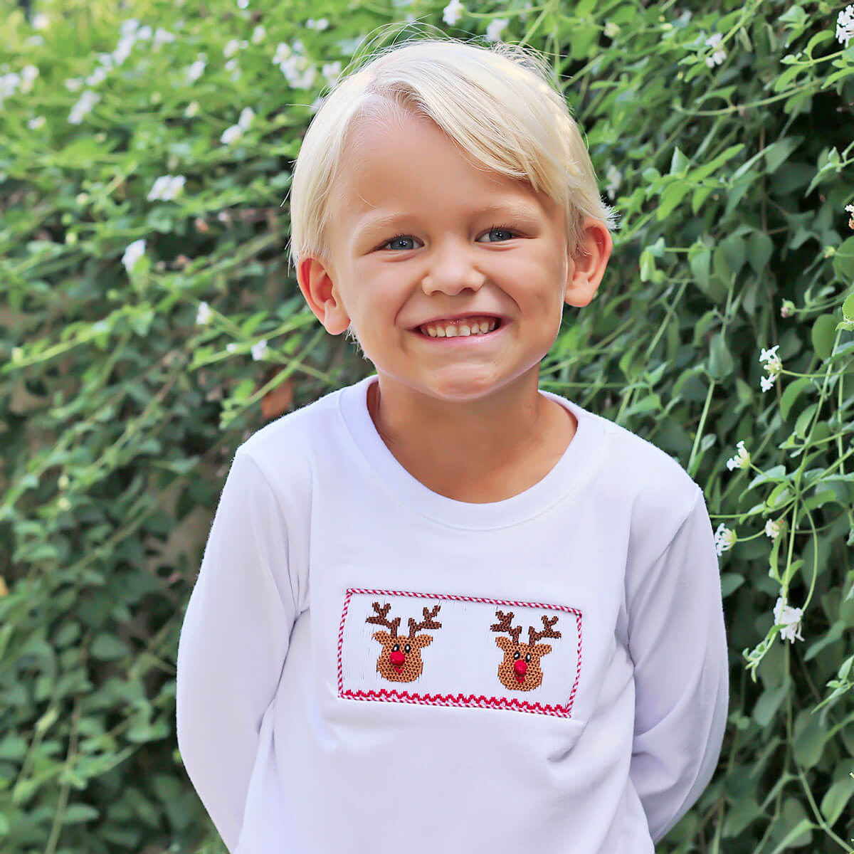 Reindeer Cheer Smocked Long Sleeve Shirt