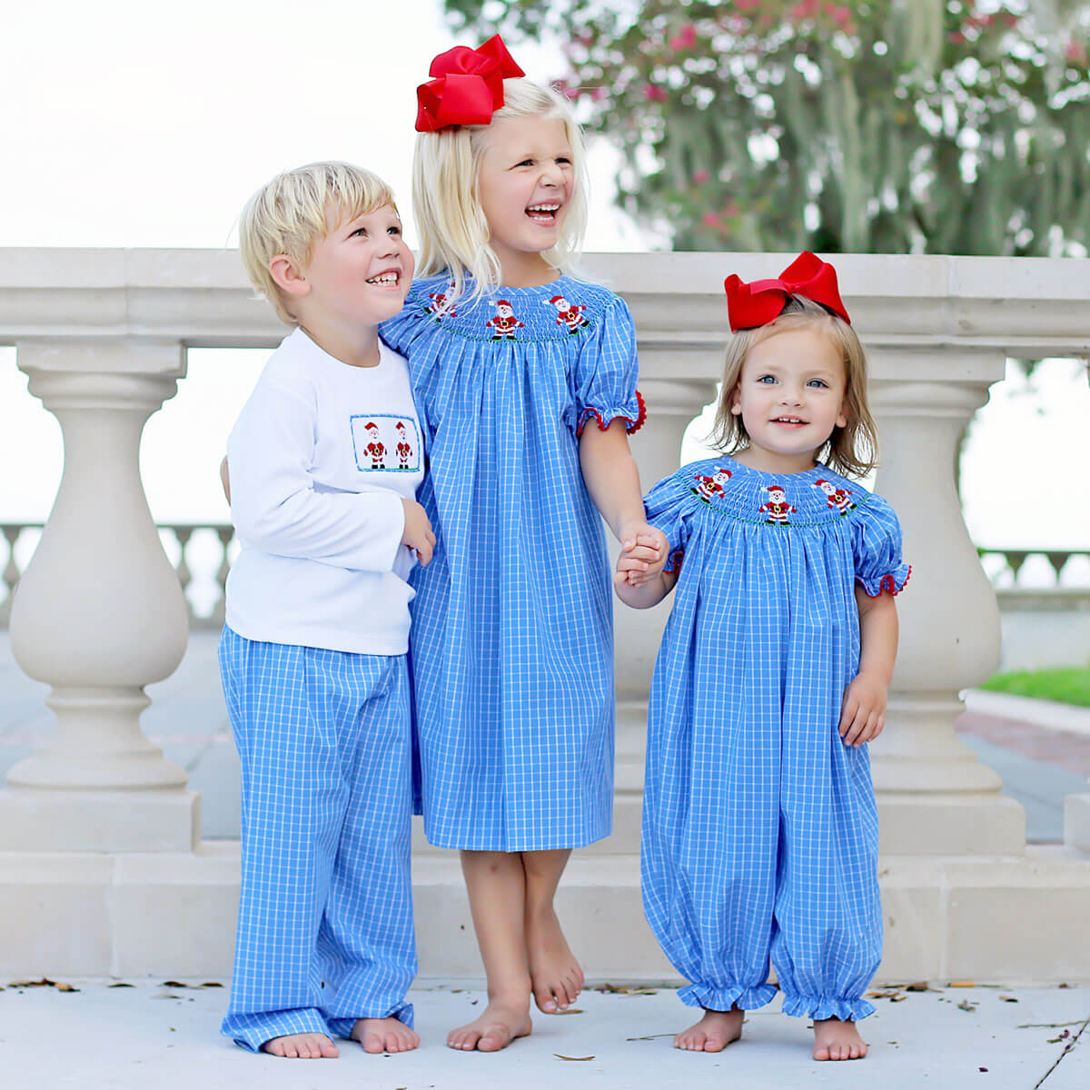 I Believe In Santa Blue Smocked Pant Set