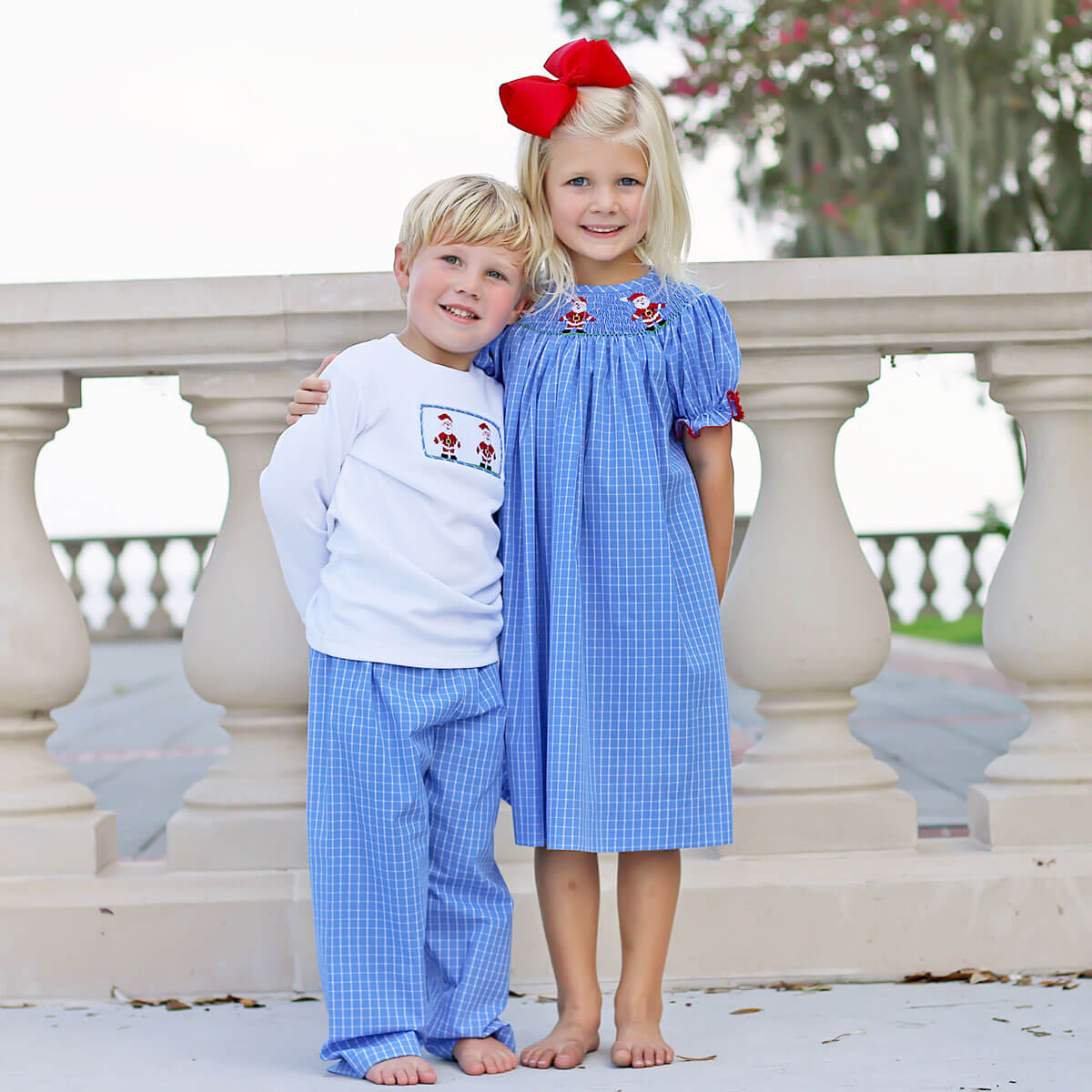 I Believe In Santa Blue Smocked Pant Set