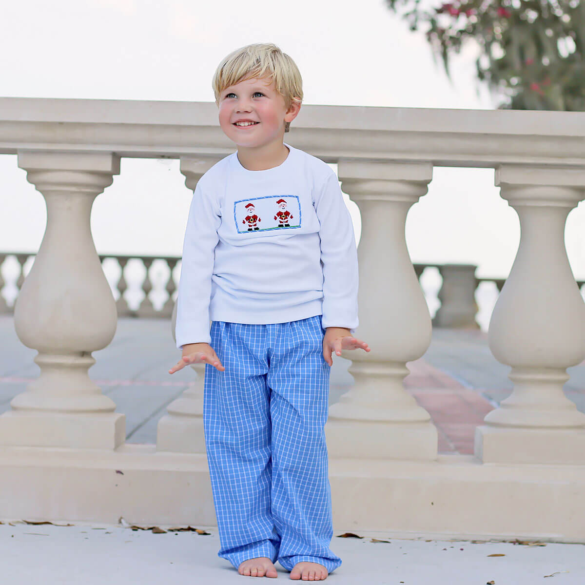 I Believe In Santa Blue Smocked Pant Set