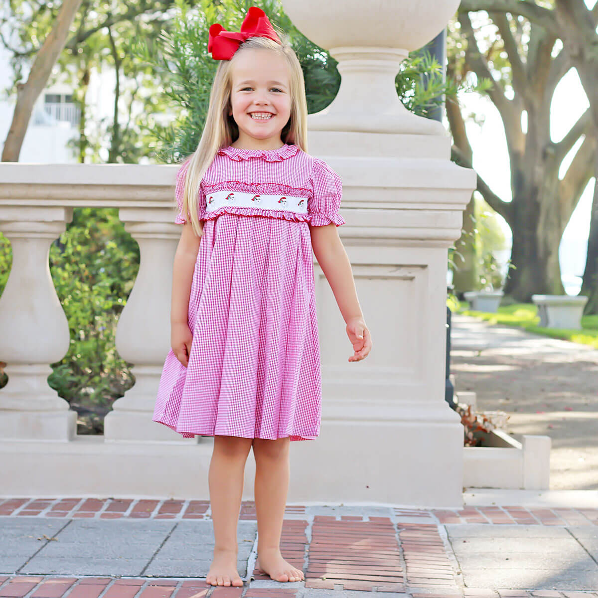 Happy Santa Red Gingham Chloe Dress