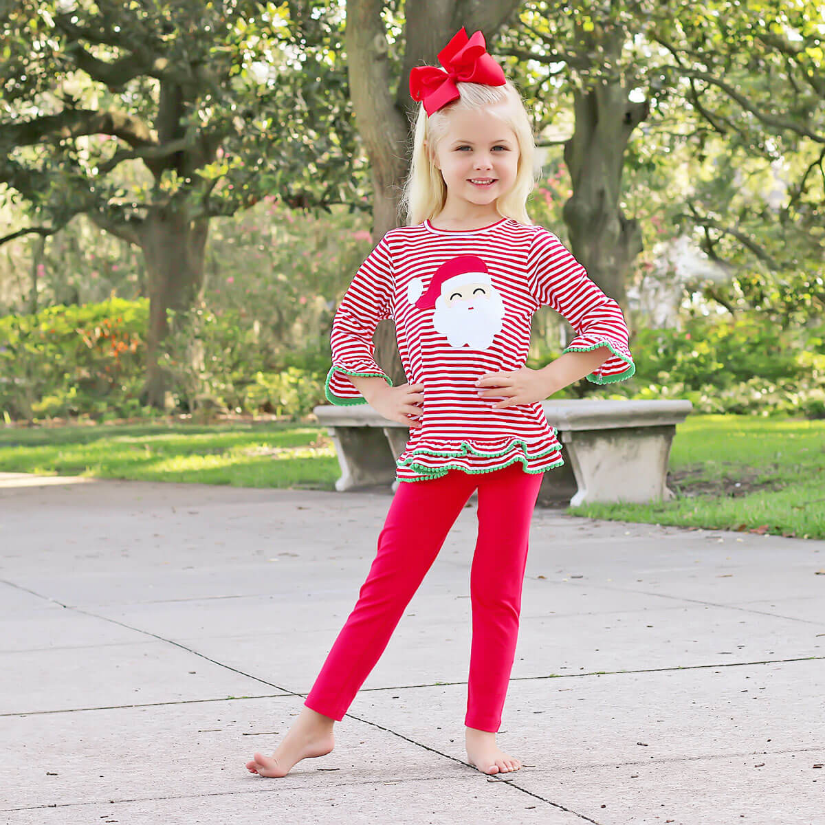 Happy Santa Red Stripe Milly Tunic Legging Set