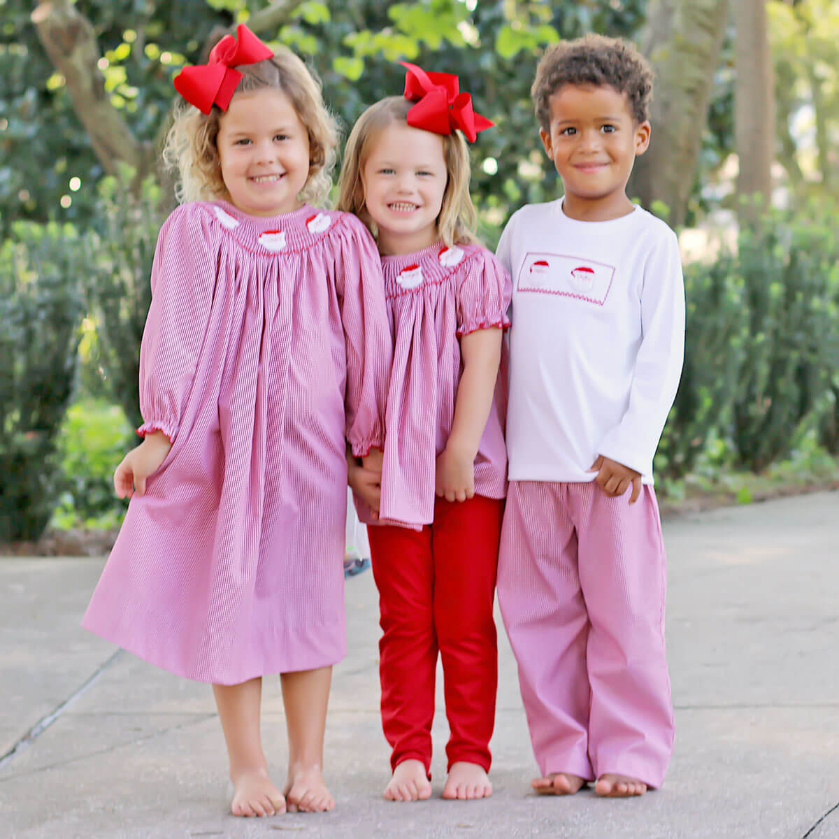 Santa's Favorite Smocked Long Sleeve Dress