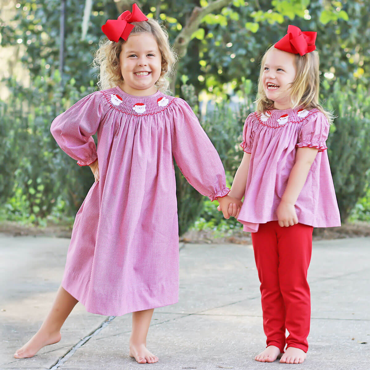 Santa's Favorite Smocked Long Sleeve Dress