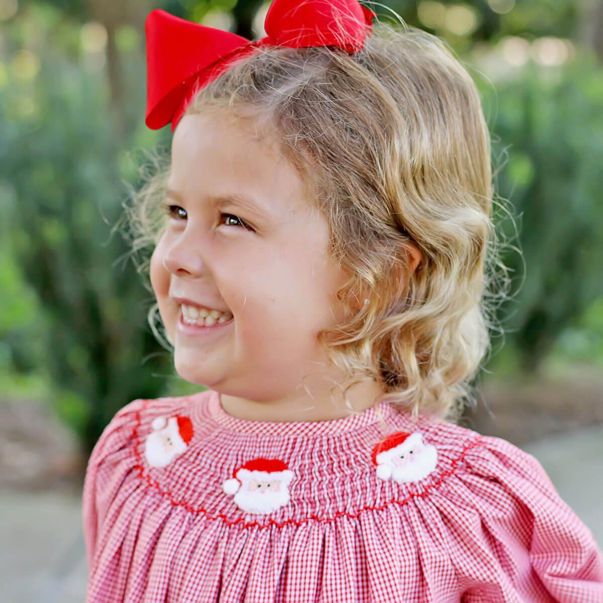 Santa's Favorite Smocked Long Sleeve Dress