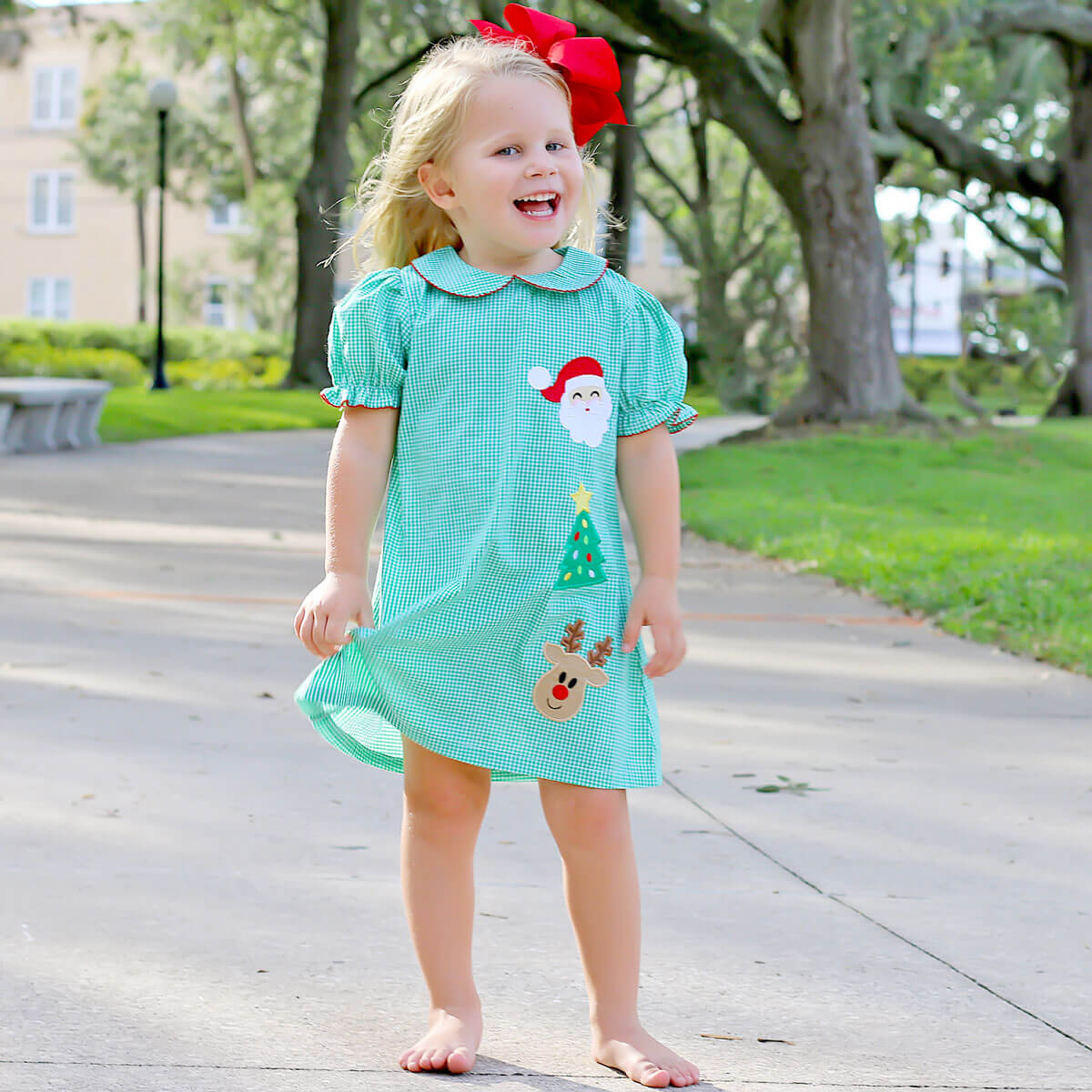 Christmas Cheer Green Sally Dress
