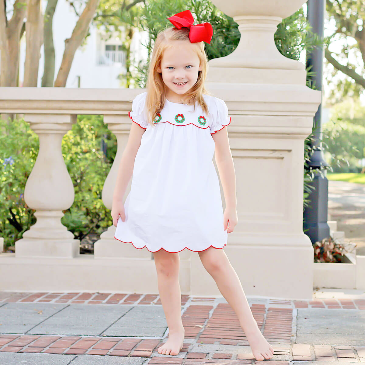 Christmas Wreath White Amelia Dress
