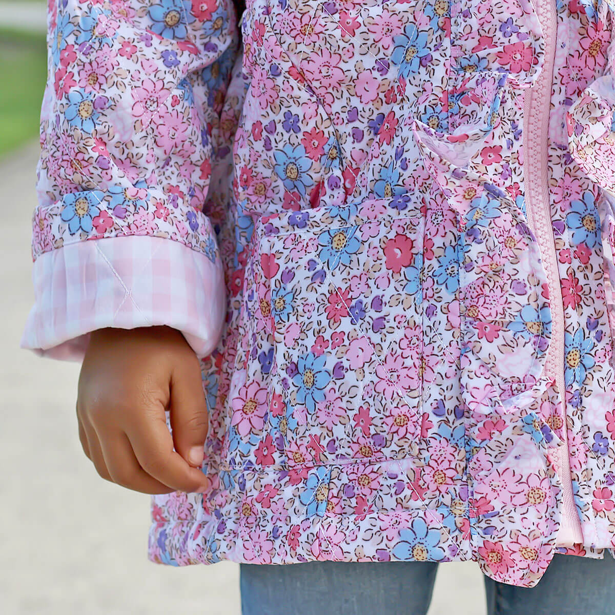 Flowers in Paris Quilted Ruffle Coat