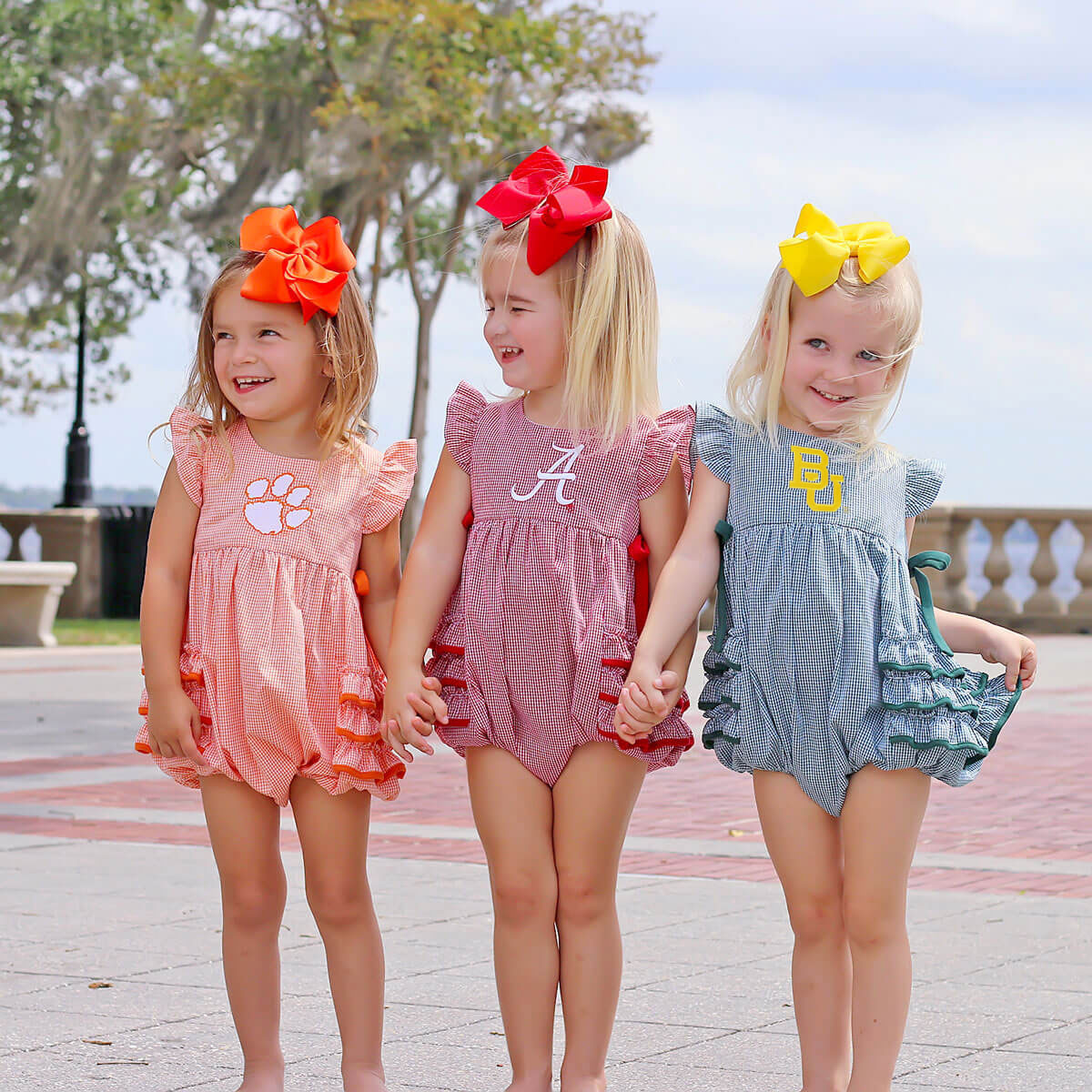 Baylor Embroidered Hunter Green Ruffle Bubble