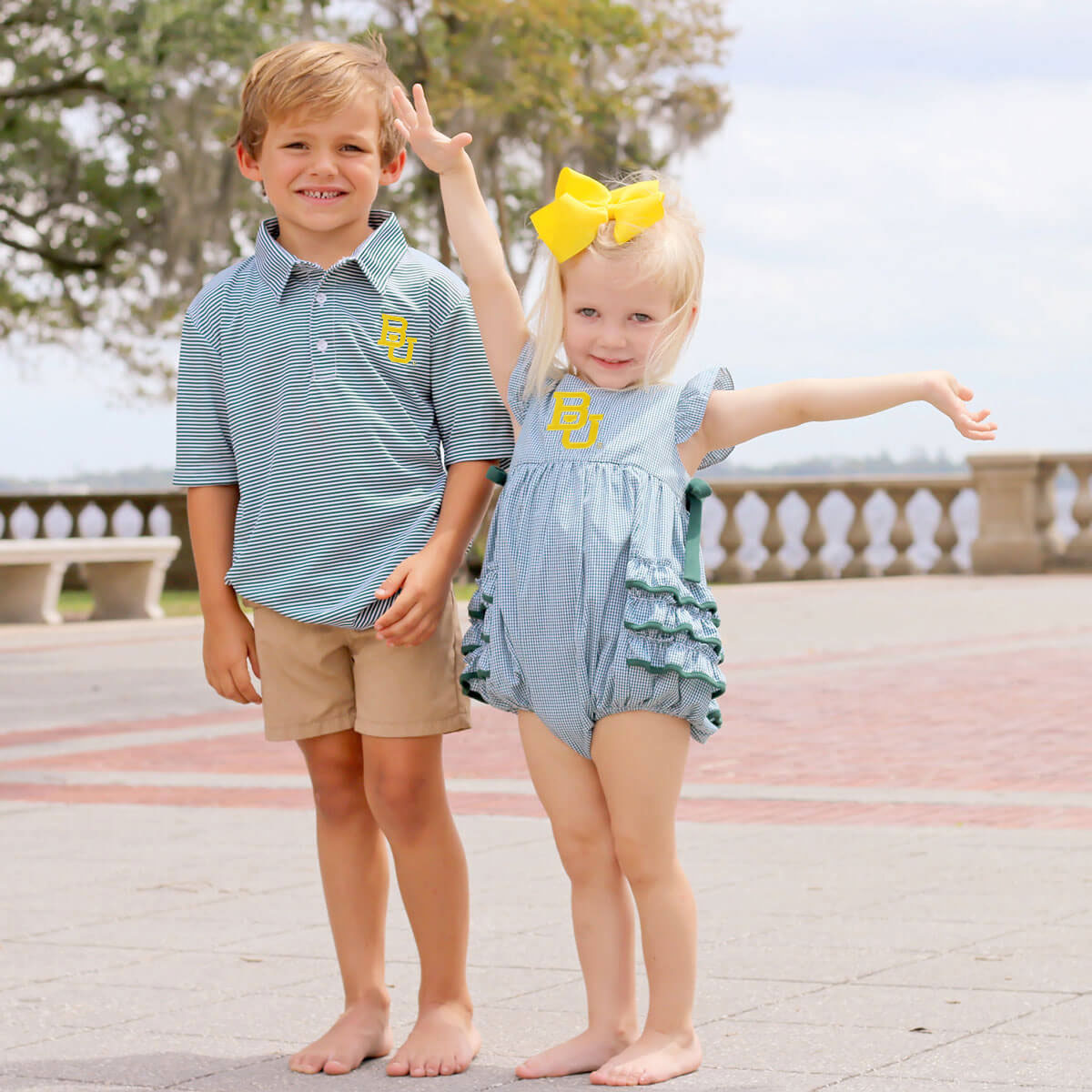 Baylor Embroidered Hunter Green Ruffle Bubble