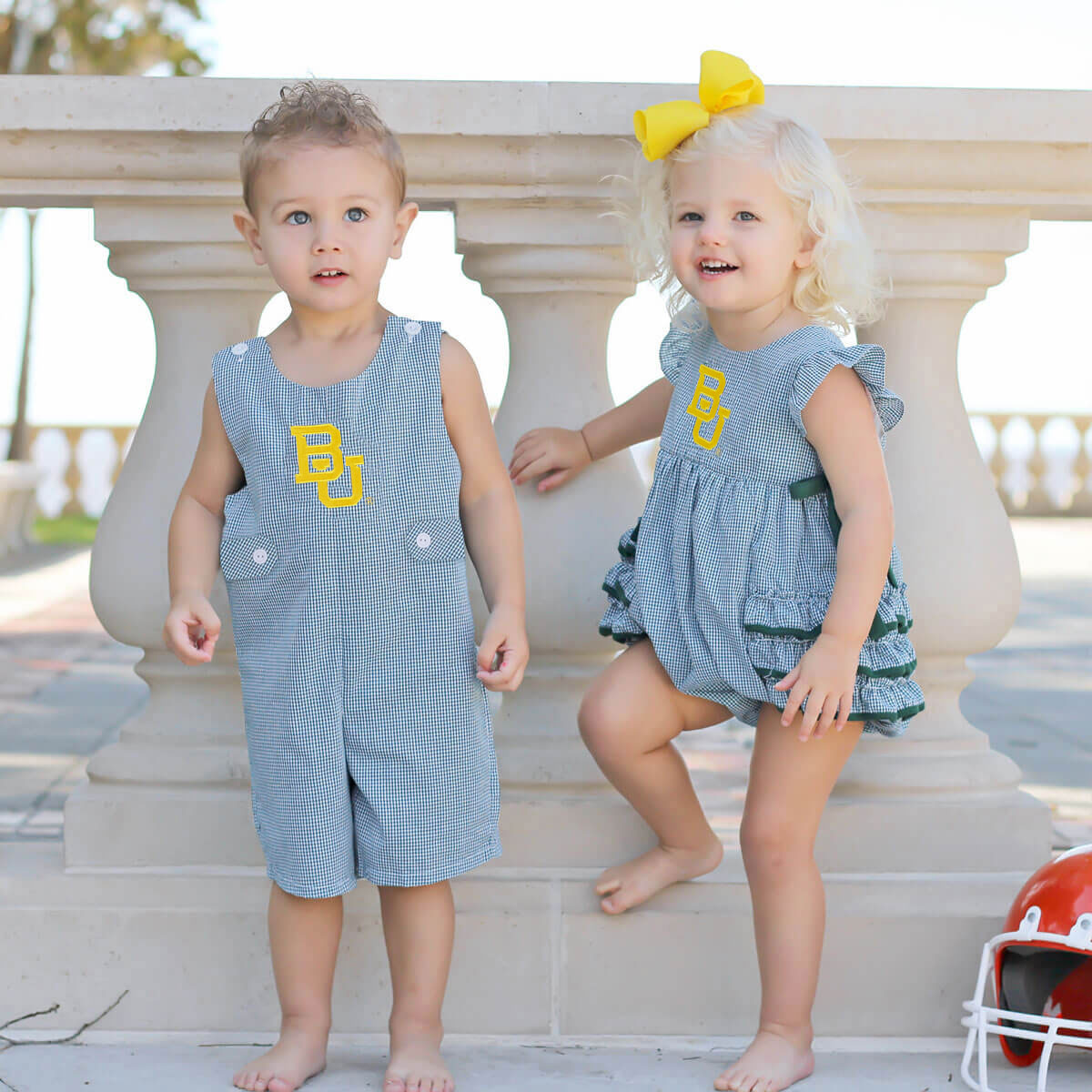 Baylor Embroidered Hunter Green Ruffle Bubble