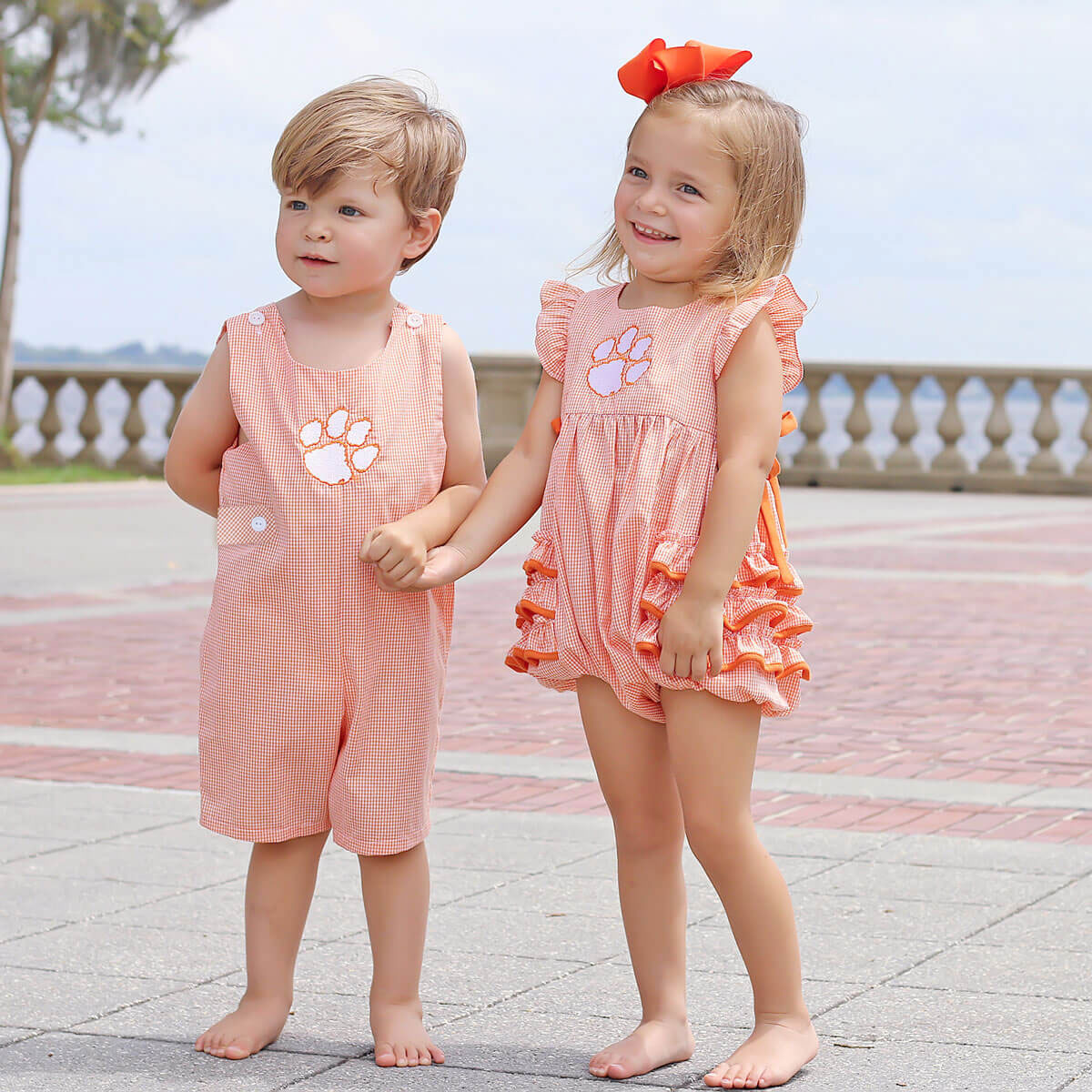 Clemson Embroidered Orange Ruffle Bubble