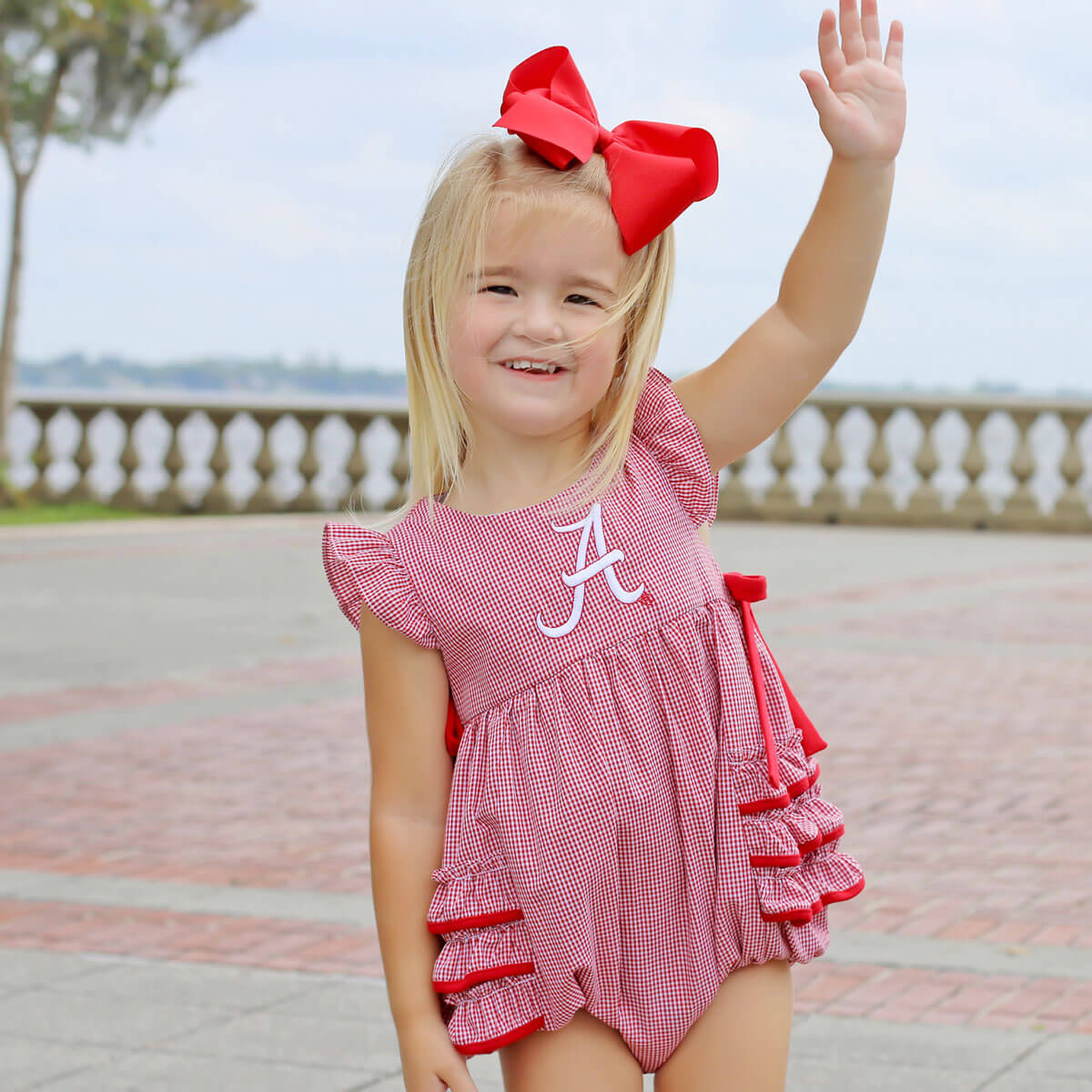 Alabama Embroidered Red Ruffle Bubble