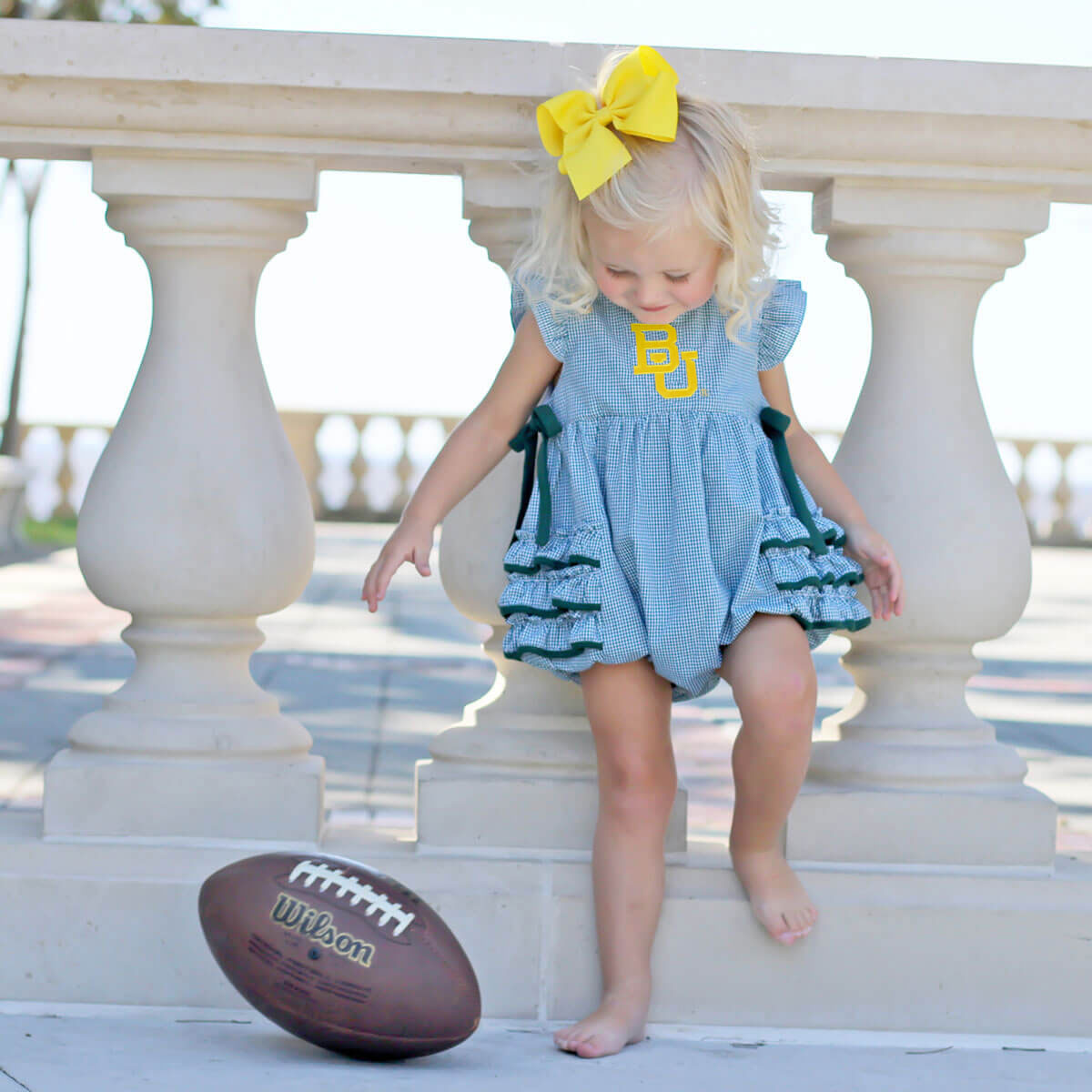 Baylor Embroidered Hunter Green Ruffle Bubble