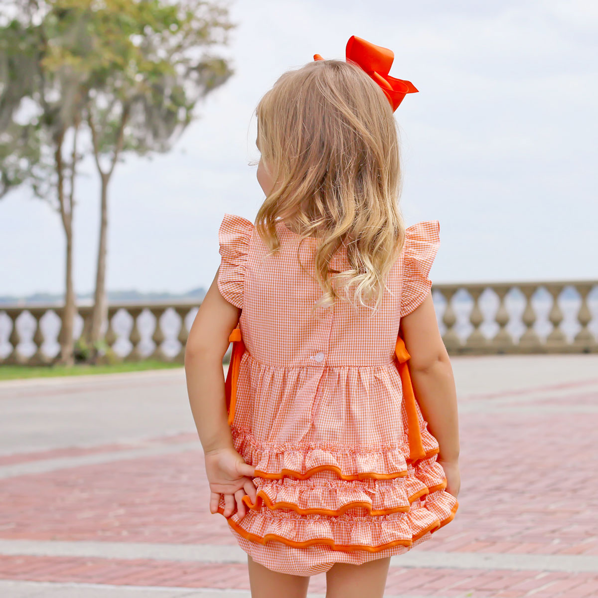 Clemson Embroidered Orange Ruffle Bubble