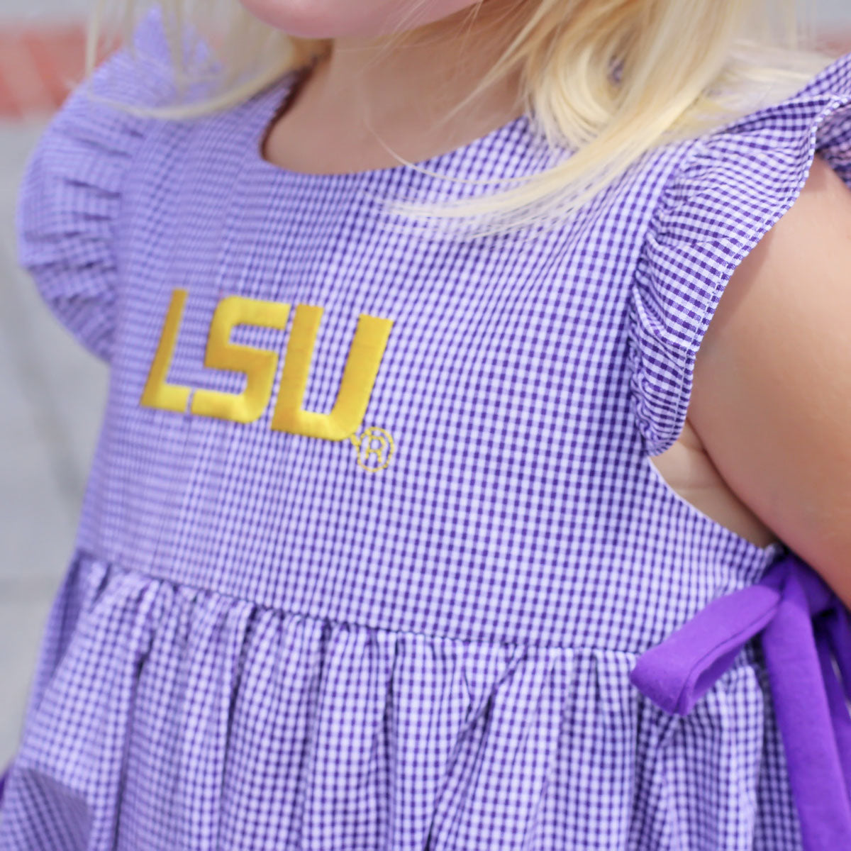 LSU Embroidered Purple Ruffle Bubble