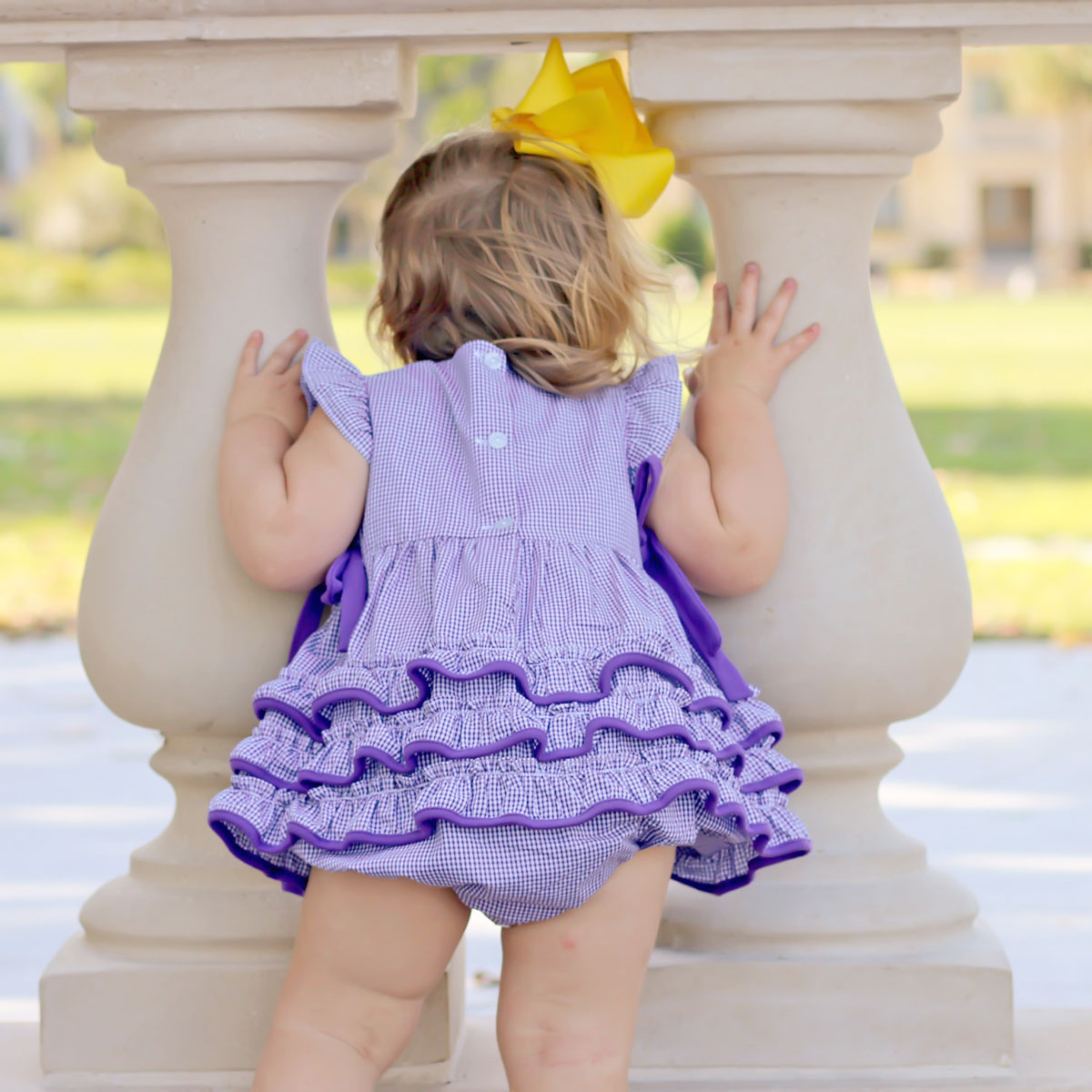 LSU Embroidered Purple Ruffle Bubble