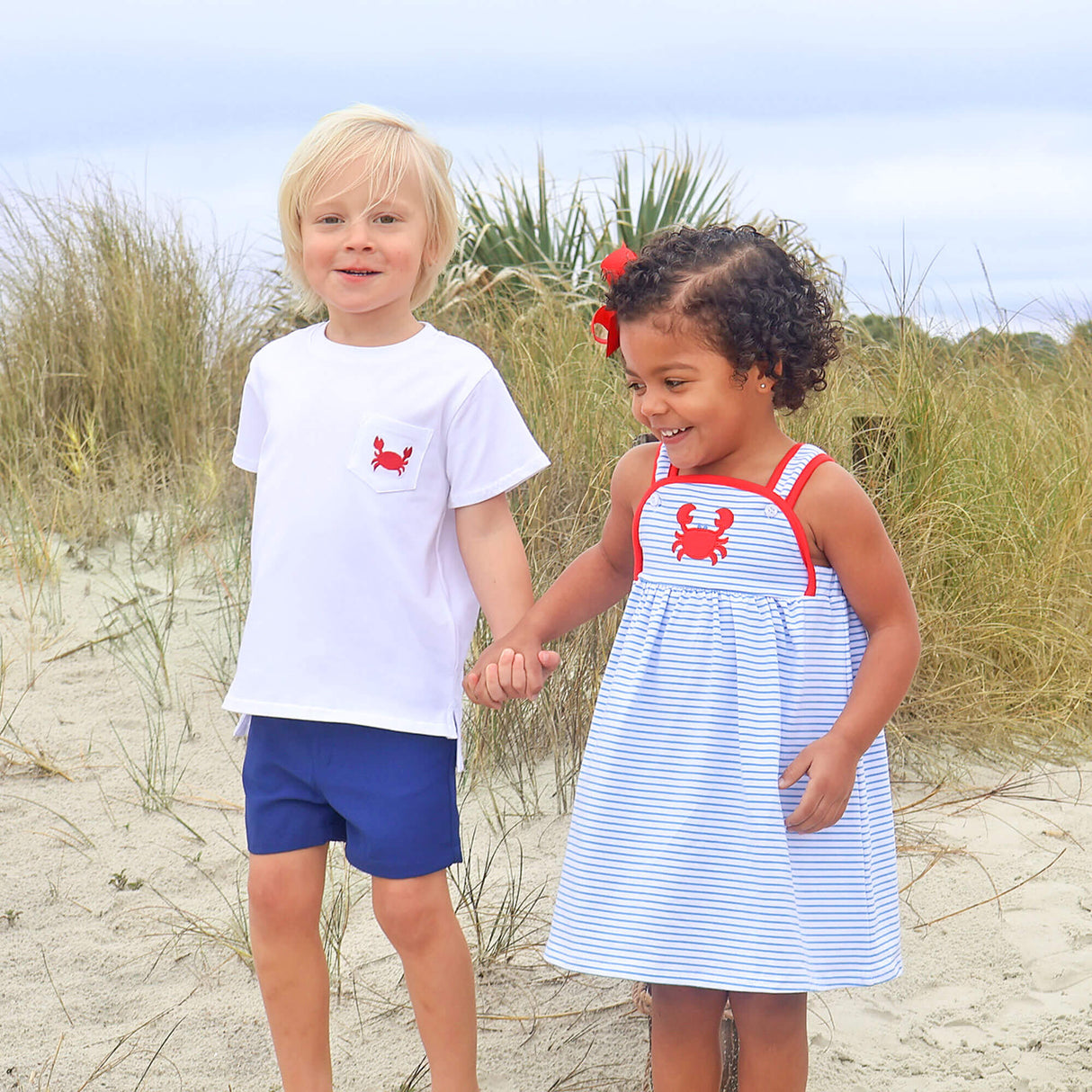 Coastal Crab Blue Stripe Skyler Dress