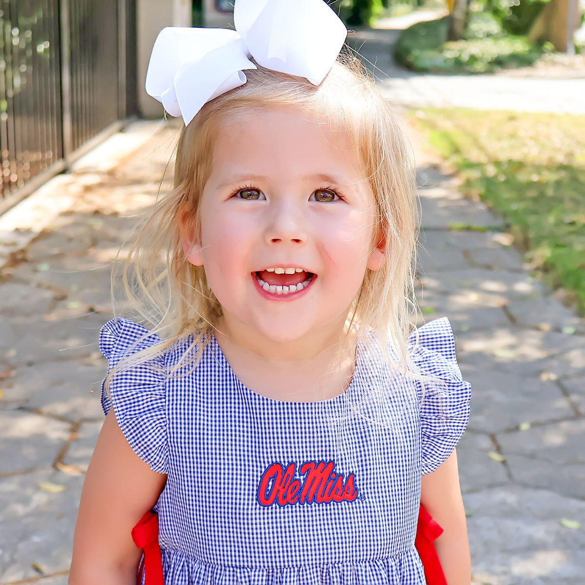 Ole Miss Embroidered Navy Ruffle Bubble