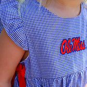 Ole Miss Embroidered Navy Ruffle Bubble