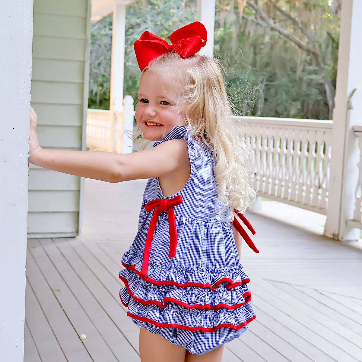 Ole Miss Embroidered Navy Ruffle Bubble
