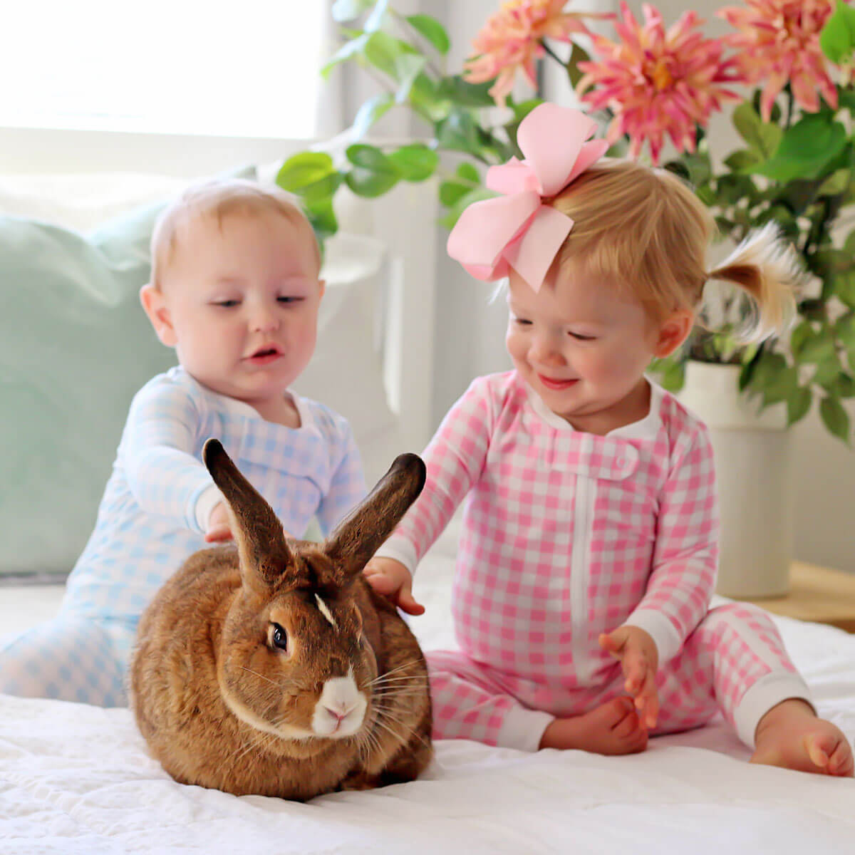 Bunny Tail Blue Gingham Zip Sleeper