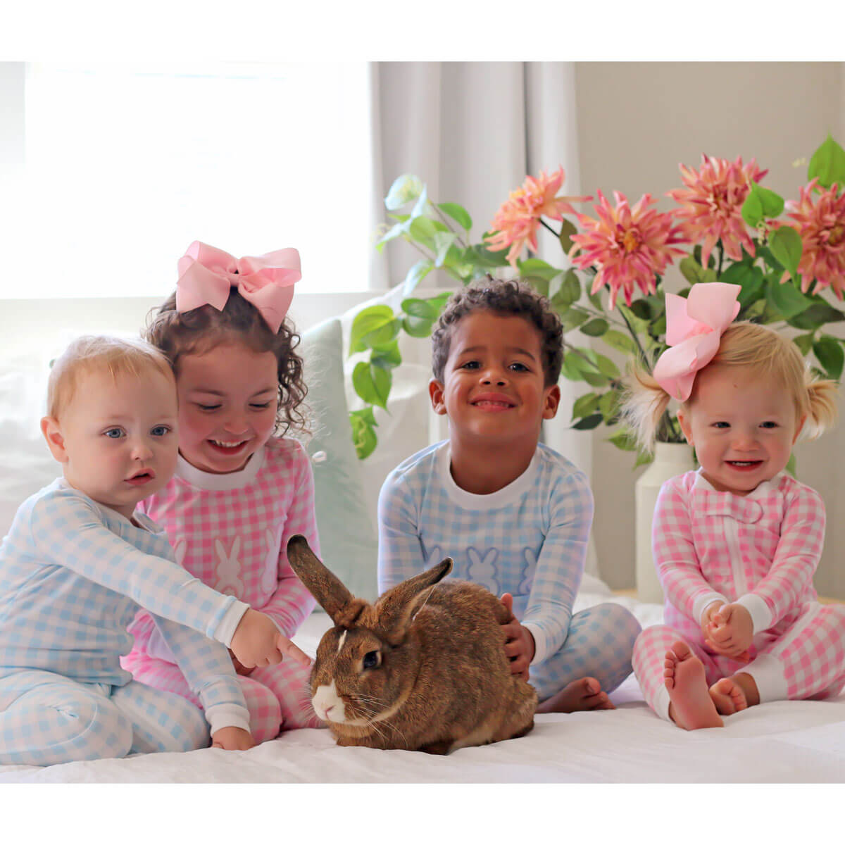 Bunny Tail Blue Gingham Zip Sleeper