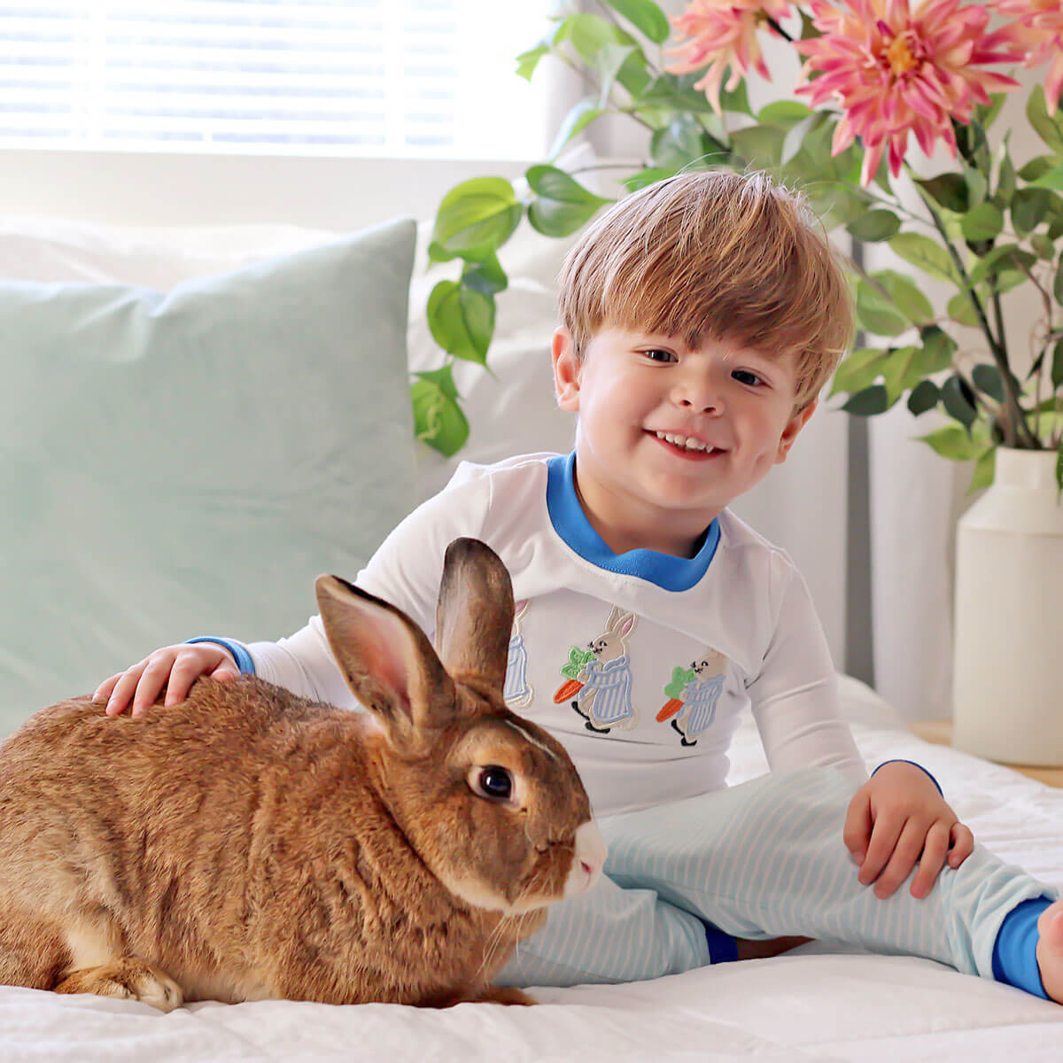 Storybook Rabbit Blue Stripe Pajamas