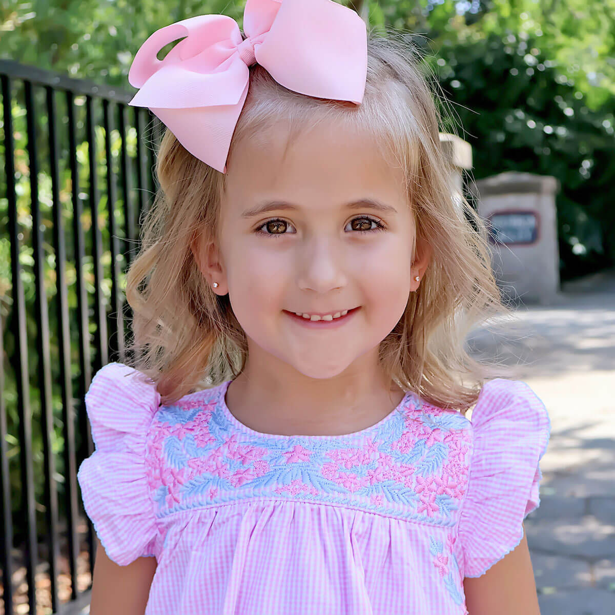 Pink Gingham Embroidered Beach Dress