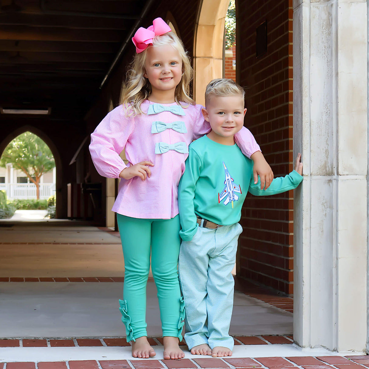Mint Green & Pink Gingham Coco Legging Set