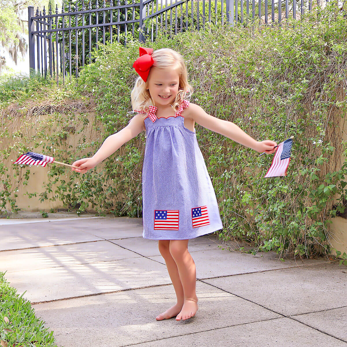 American Flag Blue Gingham Aurora Dress