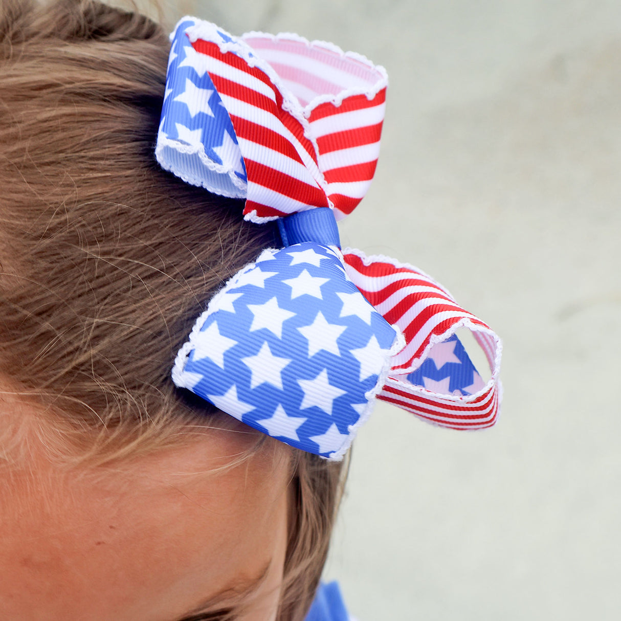Stars & Stripes Moonstitch Hair Bow