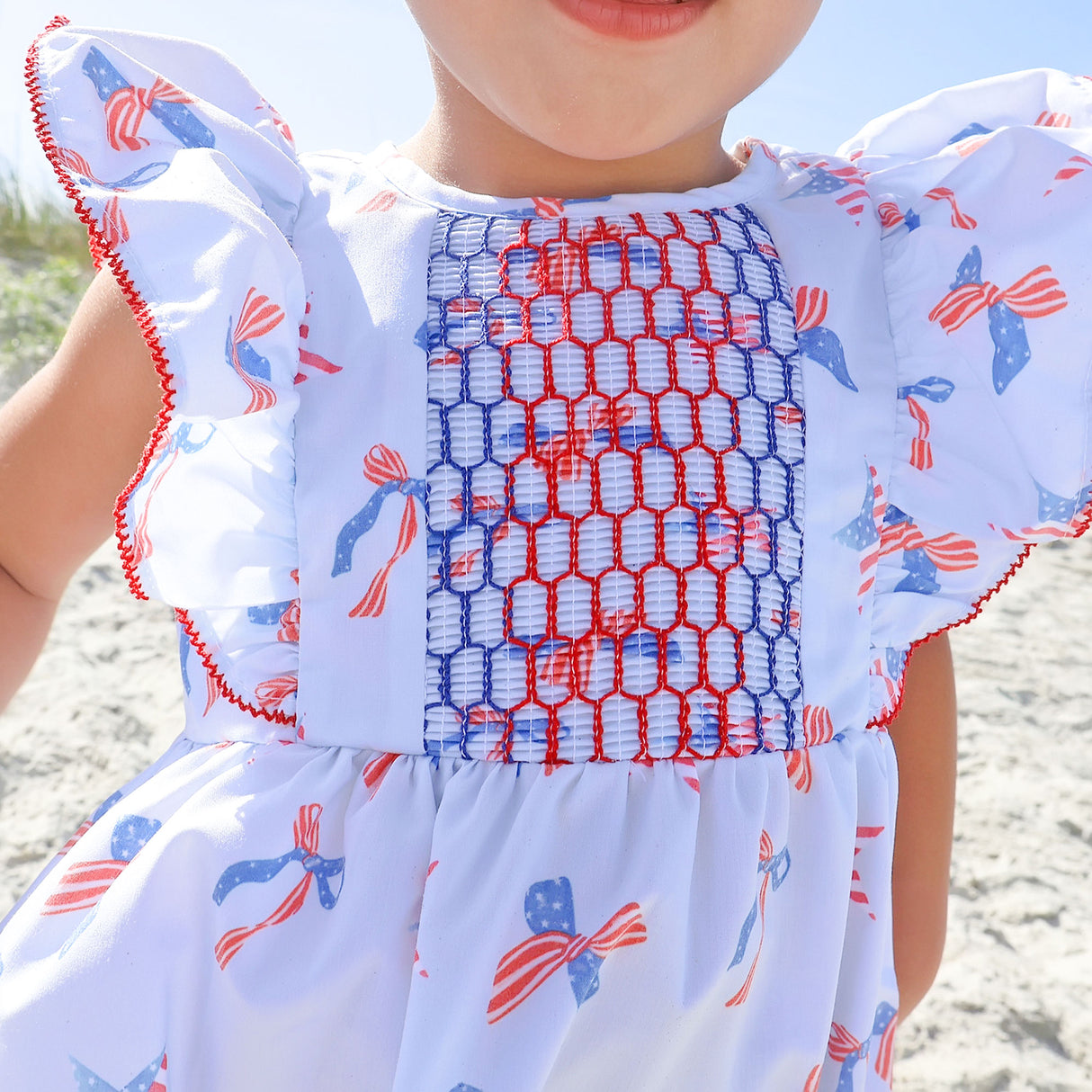 Patriotic & Bows Smocked Rachel Bubble