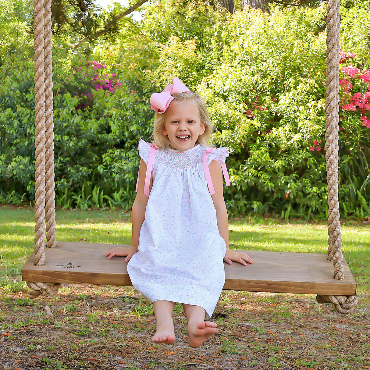 Dainty Floral Smocked Bow Dress