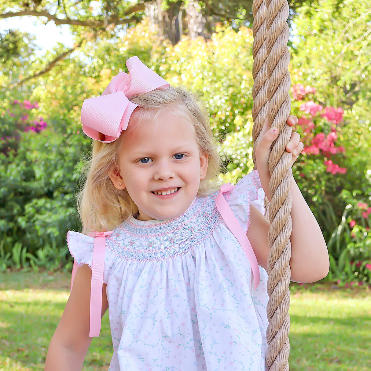 Dainty Floral Smocked Bow Dress