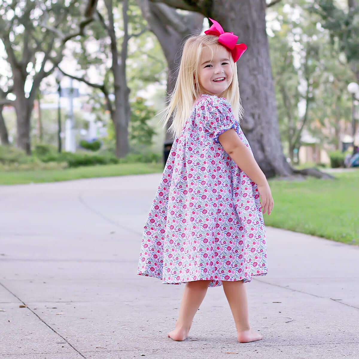 Fall Floral Smocked Bishop Dress