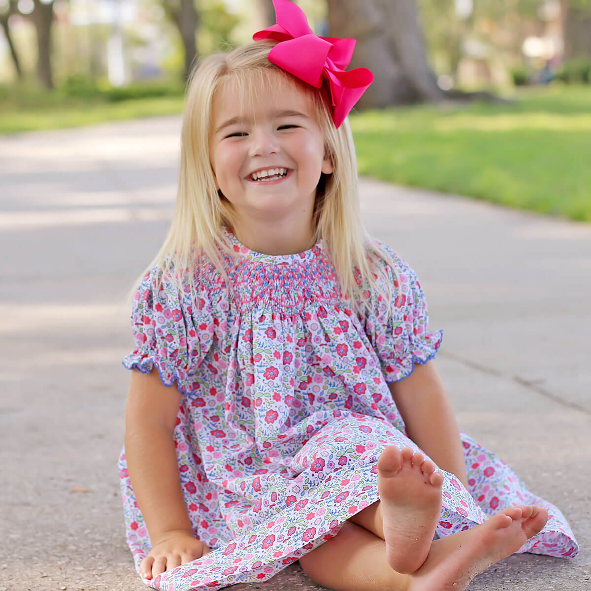 Fall Floral Smocked Bishop Dress